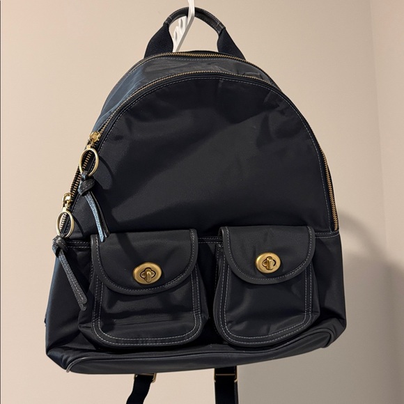 Coach Cargo Carrie Nylon Backpack – Navy Blue – Laptop Work Bag - Picture 2 of 10